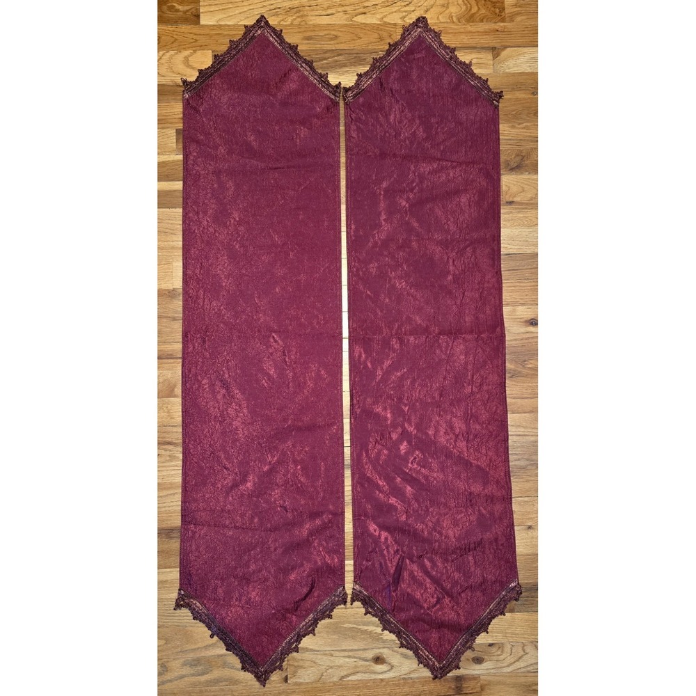 2 Mainstays Table Runners Burgundy Jacquard Polyester 13x55 Dining Decor Elegant